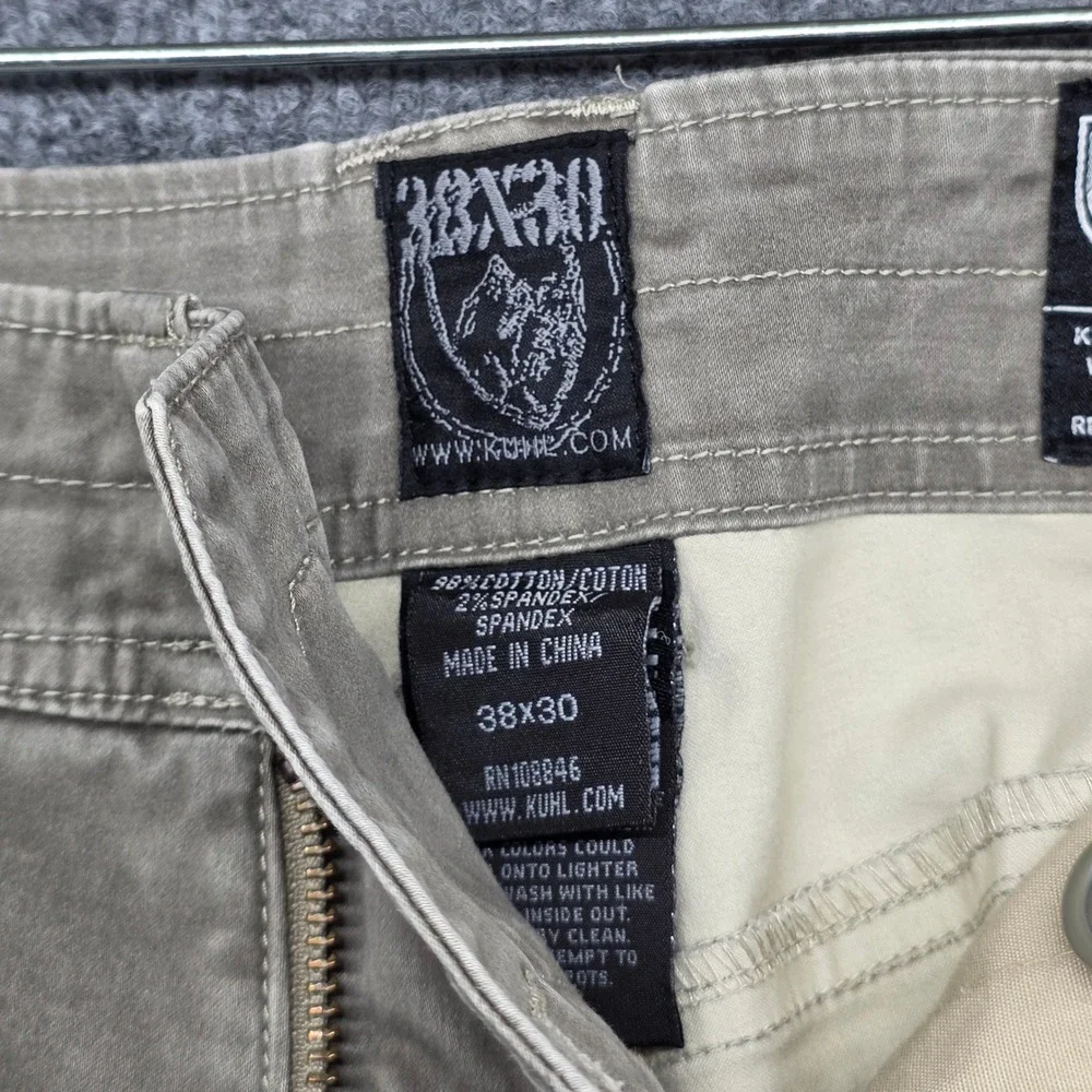 KUHL‎ Mens Khaki SLACKR Cargo Pants Outdoor Work Utility Pants Size 38X30